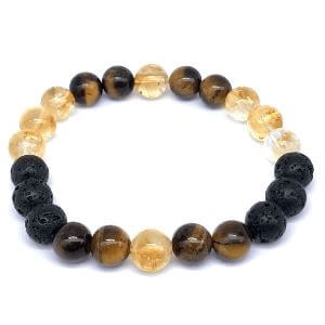 Minerální náramek tygří oko, citrín, lávový kámen - ENERGIE